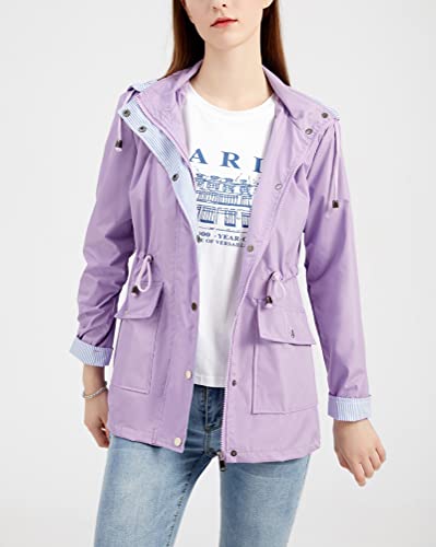 NJNJGO Jaqueta feminina corta-vento de manga comprida com capuz leve para atividades ao ar livre, Ol