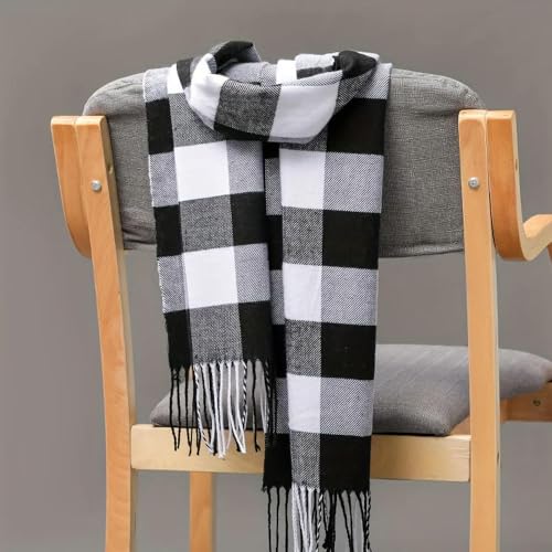 NYSDM Bufanda de Cachemira a Cuadros Suave y Lisa para Mujer, Chal de Invierno, Bandana, Pashmina, Borla, pañuelo Grueso y cálido