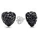 .925 Sterling Silver Black Crystal Heart Shape 6mm Stud Earrings