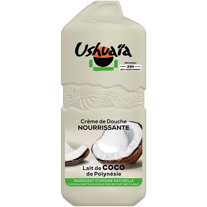 Crème douche au lait de coco USHUAIA hydratation intense contre la peau sèche de toute la famille