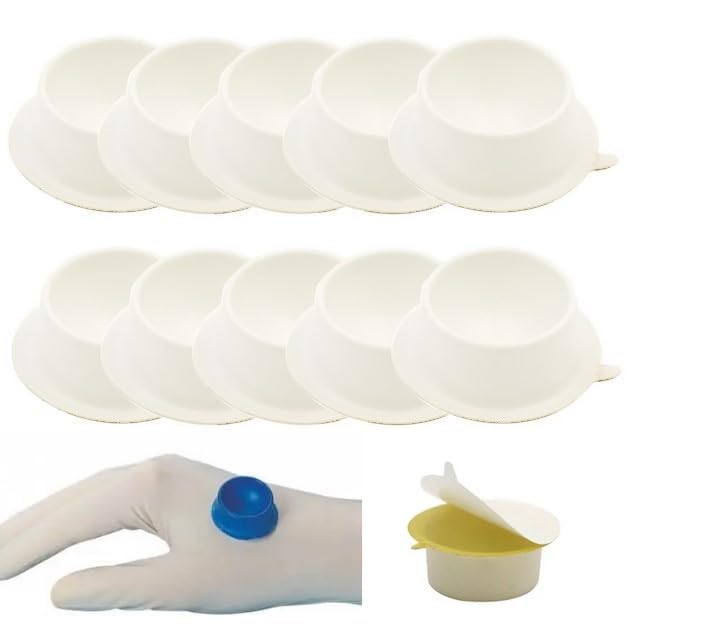 AmeriCan Goods 100/Pack Tattoo Ink Cup Sticky Plastic Dappen Dishes for Pigment Ink & Glue for Eyebrow Microblading, Eyelash Extensions