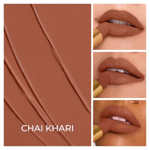 Image of LoveChild Masaba inchThe Batua inch Lipstick, Chai Khari (Nude Brown) Rich Satin Finish Lipstick with Built-in Mirror, Hydrating, Nourishing Formula with Jojoba Oil, 4g