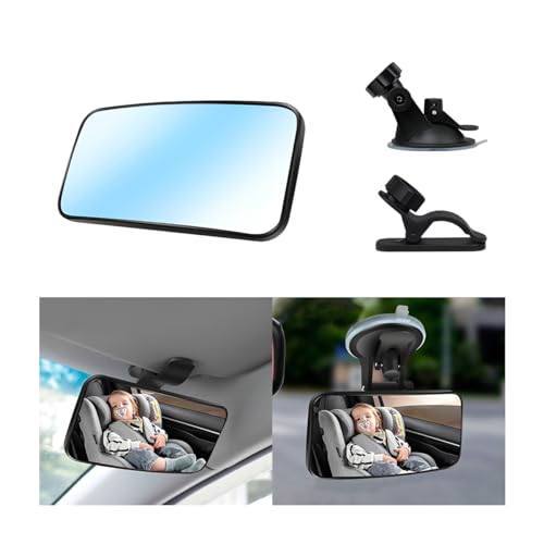 Adunsiaoto Car 360° Rear Seat Mirror with Suction Cups and Clamp, Suction Cup Rear View Mirrors Plastic, Interior Rearview Mirror for Car Van, Car Backseat Mirror for Observing the Rear Row