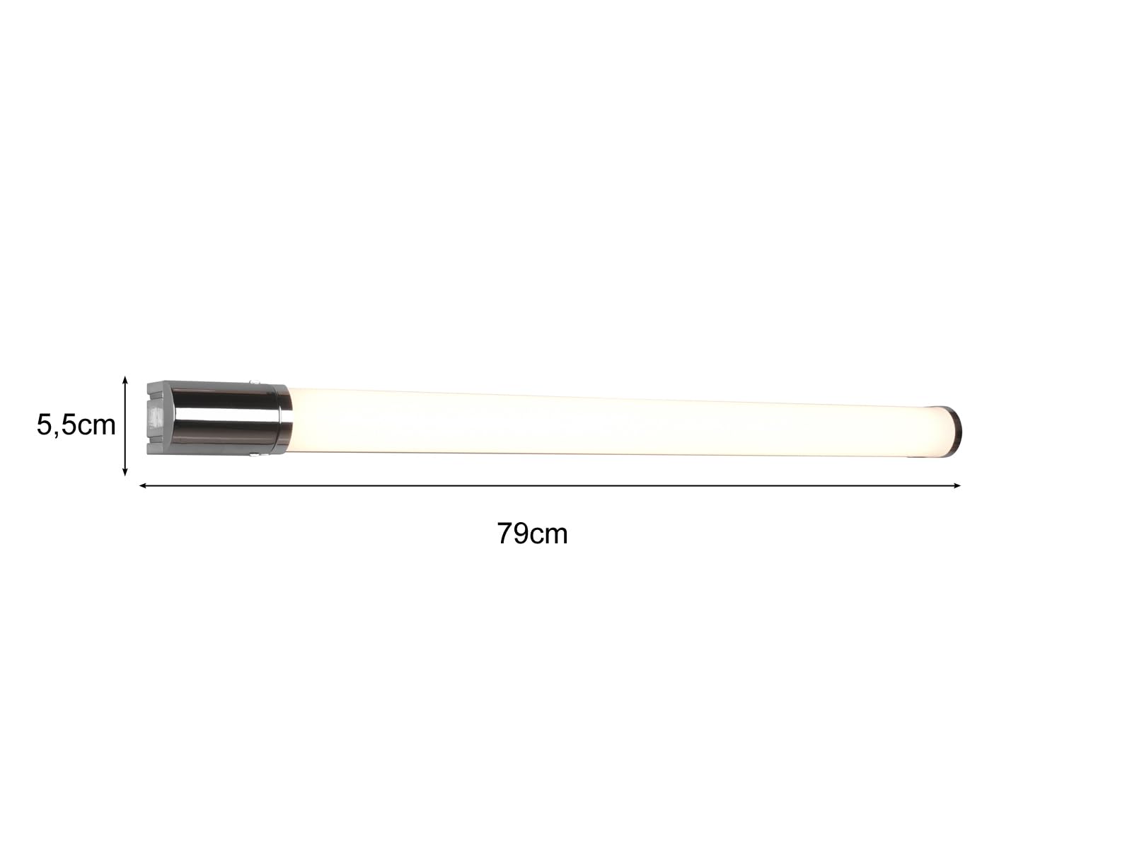 Juego de 2 lámparas de pared LED para cuarto de baño con enchufe e interruptor, color plateado cromado, ancho de 79 cm – lámpara de espejo