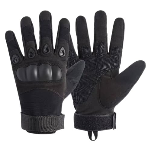 Image of Tactical Riding Gloves for Motorcycle & Bike | Full Finger Protective Sports Gloves for Biking, Shooting, Hiking, Camping & Outdoor Adventure (Black, XL)