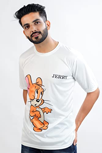 Image of HARPITA Men's Round Neck Half Sleeve Slim Fit Digital Printed Lycra T-Shirt