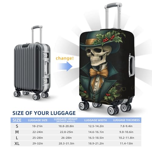 Skeleton Wearing Top Hat Bow Tie Elastic Travel Luggage Covers Dustproof Scratch-Resistant Suitcase Protector Fit 22-24 Inch4