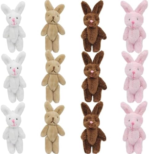 Mini Plush Bunny, 12 Pcs Tiny Stuffed Animals, 3.2 Inch Easter Bu...