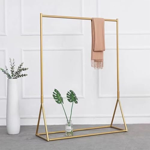 Portant robuste de style magasin de vêtements avec structure dorée stable