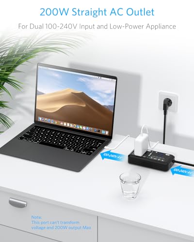 Universal Travel Adapter 220V to 110V Voltage Converter US to Europe 2000W Travel Voltage Converter with 2 USB Ports and EU/UK/AUS Plug Adapter for Hair Dryer/Curling Iron (Black)3