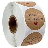 1.5' Inch Round Natural Kraft Spread The Love Stickers/Jam or Jelly Stickers/Wedding Favor Stickers...