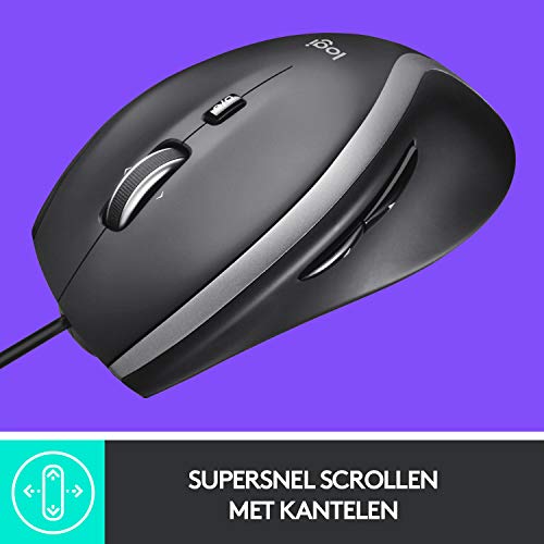 Logitech Advanced Corded Mouse M500s met de geavanceerd supersnel scrollen en kantelen, aanpasbare knoppen, uiterst nauwkeurige tracking met dpi-schakeling, plug-and-play via USB - Zwart - Afbeelding 3