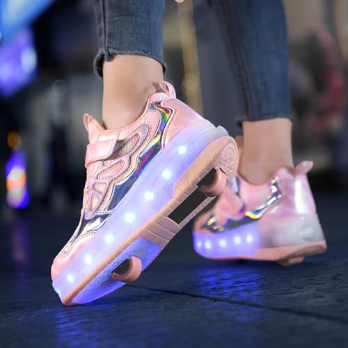 Image of Nsasy Roller Shoes Kids Roller Skates Shoes Girls Boys Wheels Shoes Become Sport Sneaker with Led for Children Gift