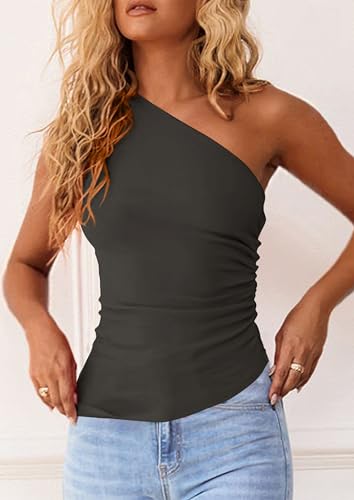 Image of PRETTYGARDEN One Shoulder Summer Tops for Women