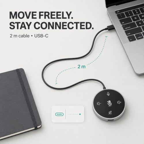 Image of Conference Speakerphone for PC and Laptop, USB Conference Speaker with Microphone, AI Noise Reduction, 360 Degree Voice Pickup, Plug and Play, Compatible with Zoom, Microsoft Teams and Skype