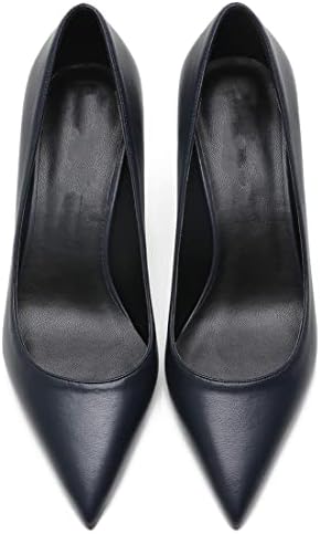 REKALFO Women Stiletto Wedding High Heels Pumps Office Special Dressy Pointed-Toe Fashion Matte Pump Shoes Dark Blue 7.5 US | Image 2