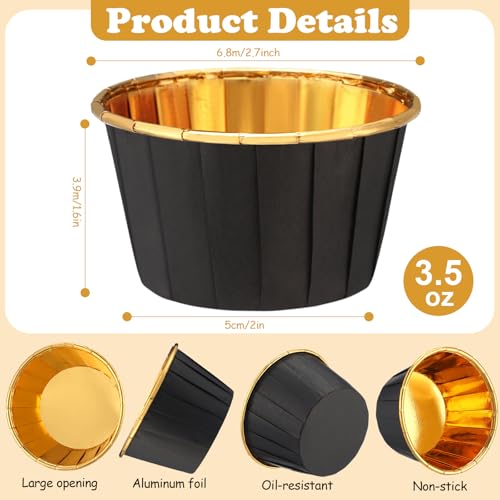 Image of 300 Pack Black Red White Cupcake Liners Disposable Foil Muffin Cup
