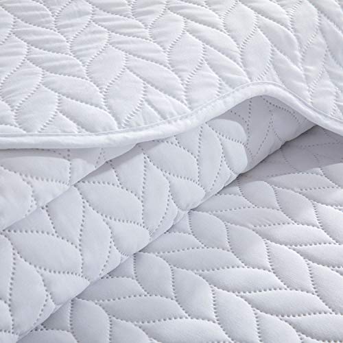 Moonlight20015 Summer Quilt Set Full/Queen 90" X 96" With 1 Quilt & 2 Pillow Shams Lightweight Reversible Coverlet Embossed Quilted Bedspread With Matt Finish (White) #TOP6