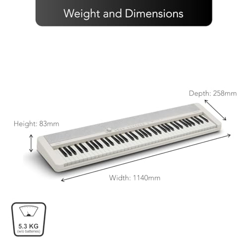 Casio CT-S1-76 Keys Portable Keyboard with Piano Tones and Touch Response, White - Image 3 thumbnail