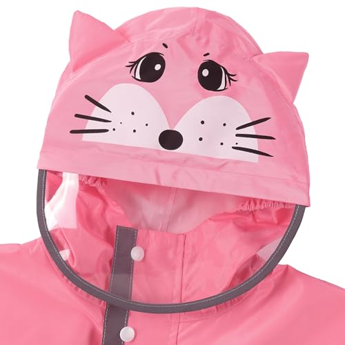 Toddler Rain Wear Children Boys Girls Raincoat Kids Poncho Waterproof Hoodie Cute Cartoon Rain Jacket 6-10years L Size2