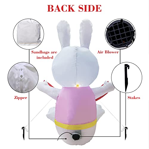 Bebekula Easter Inflatables Bunny Clearance, Outdoor Easter Yard Decorations, 3.5Ft Build-In Led Lights Easter Blow Up Rabbit For Holiday Garden Lawn #TOP2