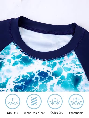 Image of Girls Swimsuit Long Sleeve Swim Shirt 3 Piece Rash Guard for Girls Bathing Suit with Boyshorts