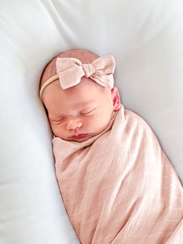 Image of Premium Swaddle Blanket by BWD - Bamboo Viscose & Organic Cotton - Baby Girl Swaddle Set for Newborns and Infants, Muslin Baby Blanket, Ultra-Soft Luxury - 47 Inches (Dusty Blush)