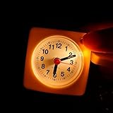 JCSJK Silent Analogue Travel Alarm Clock with Light, Battery Operated Large Display Snooze Clock Bedside Alarm Non Ticking Free Standing for Bedrooms, Glow in the Dark, 6×6cm - Image 2