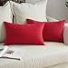 MIULEE Funda de Cojines de Sofá Funda de Almohadas Lino de Imitación Suave Color Puro Duradero Decorativo para Cama Silla Habitacion Oficina Salón Dormitorio Sala de Estar 30x50 cm 2 Piezas Rojo