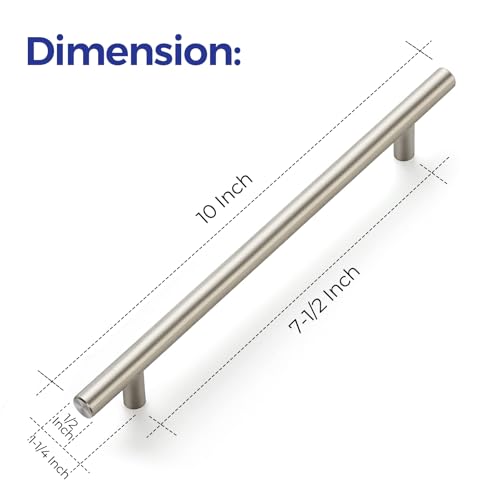 Image of Ravinte 10 Pack 10 Inch Cabinet Handles Brushed Nickel Stainless Steel Cabinet Handles Kitchen Cupboard Pulls 7-1 /2 inch Hole Center