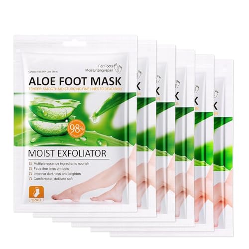 6 pares de máscaras para pies, calcetines anticallosidades, peeling e hidratante, para pies secos y agrietados, anticallos para hombres y mujeres, aloe vera