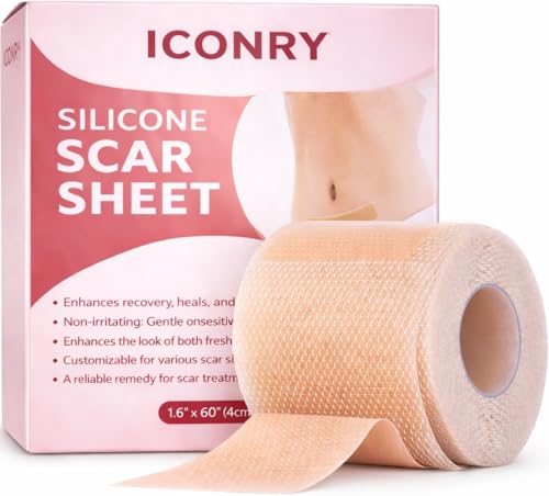 ICONRY Silicone Scar Tape -Reusable, Ultra-Thin, Flexible Scar Sheet for All Medical Silicone Skin Types - Gel Scar Tape Roll Effective for Surgical Scars, C-Section, Keloids, Burns, and Acne