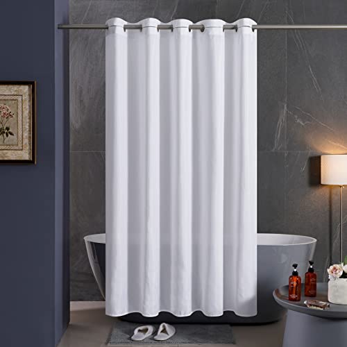 Furlinic Anti Mould Shower Curtain White Fabric Polyester Weighted Curtains Liner Waterproof for Hotel and Family 47x72 Inch. - Cosy Home Interiors Furlinic Anti Mould Shower Curtain White Fabric Polyester Weighted Curtains Liner Waterproof for Hotel and Family 47x72 Inch. - Image 5