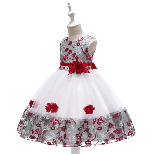 Toddler Girls Embroidery Tutu Tulle Dress Elegant Belted Evening Ball Gown Wedding Birthday Party Dresses for 3-10 Years4