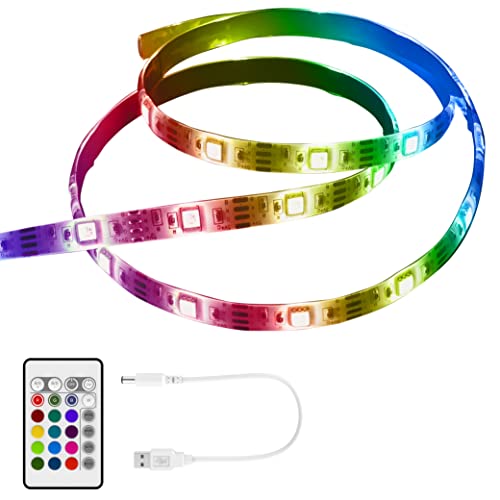 Akasa Vegas HZ | Dual Control RGB LED Strip Light with Music Sync | Includes 24-Key Remote | USB Powered | for PC, TV, Monitor, Bedroom, Living Room | 2M | AK-LD10-20RB