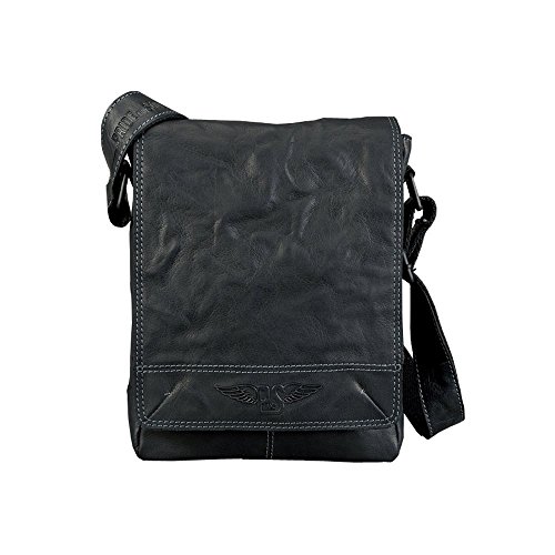 Pride And Soul Bolso bandolera Cloud de piel curtida vegetal, aprox. 30 x 23 x 6,5 cm, color negro, Negro, 31 cm, Bolso de