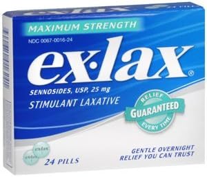 Ex-lax Sennosides USP 25 Mg Stimulant Laxative Pills to Relieve Constipation - 24 Ea (Pack of 6)