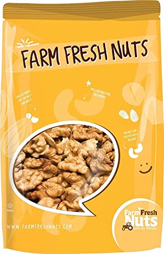Walnuts - Shelled California - Dry Roasted Himalayan Salted Walnuts - Great Source Of Omega 3 And Tons Of Other Healthy Nutrients- Super Crunchy - (1 Lb) - Farm Fresh Nuts Brand #TOP22