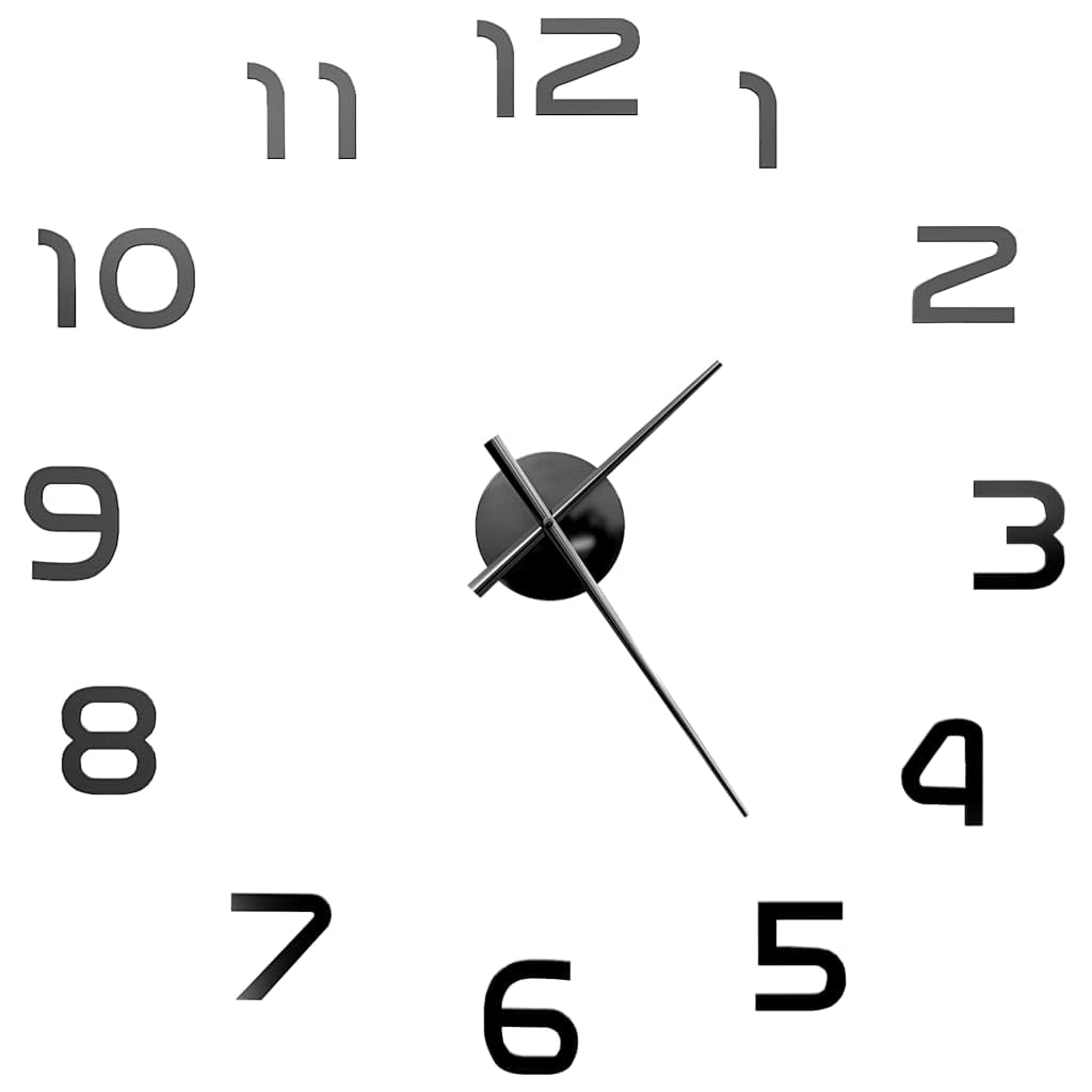 Reloj de pared 3D, diseño moderno, color negro brillante, material EVA, 100 cm, tamaño XXL, silencioso, analógico, salón, cocina, oficina, decoración