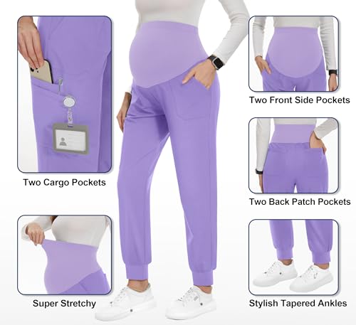 Image of PACBREEZE Women's Maternity Scrubs with 6 Pockets, Workwear Maternity Jogger Scrubs Pregnancy Pants, S-XXL