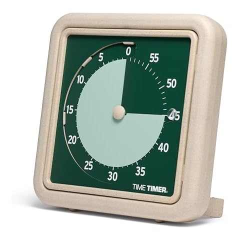 Time Timer® Retro 8 inch Eco Edition Visual Timer - 60 Minute Desk Countdown Clock Made with at Least 20% Natural Plant Material- Green Land Cover