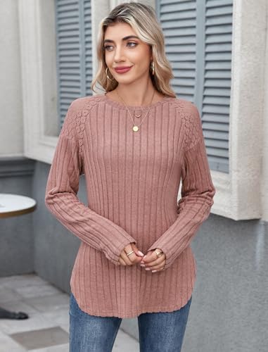 ZAFUL Long Sleeve Shirts for Women Lace Lightweight Top Sweaters Business Dressy Casual Tunic Blouse Side Split