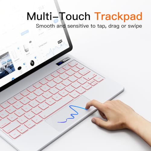 Image of JUQITECH Magic Keyboard Case for Samsung Galaxy Tab S10 Lite S10 FE S9 FE 10.9 Inch S11 S9 11 inch, Floating Cantilever Magnetic Stand Wireless Backlit Trackpad Keyboard, S Pen Slot LED Display