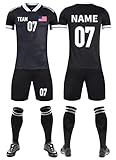 TOMIYO Custom Soccer Jerseys Shorts Personalized Soccer Wear Uniform for Men Women Boys Kids Adults Any Name Number Logo Black