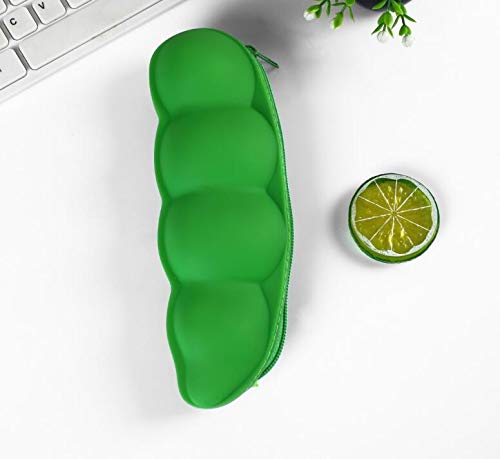 CXLD Pea Pencil Case Cute Vegetable Shape Silicone Storage Bag Gift Stationery