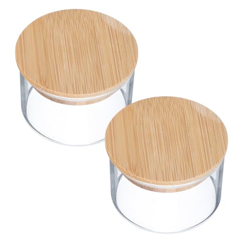 Healeved 2pcs vasos de vidrio para manicura con tapa miniatura 1