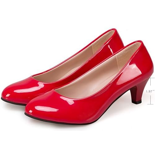 Image of WUIWUIYU Womens Office Kitten Heels Pumps Slip On Evening Dress Work Cute Sexy Pump Shoes