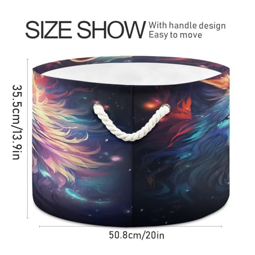 Round Glowing Eyes Wolf Animal Storage Basket Large Organizer Bin Laundry Hamper Toy Storage Basket with Handle for Nursery Clothes Toys 202b5169