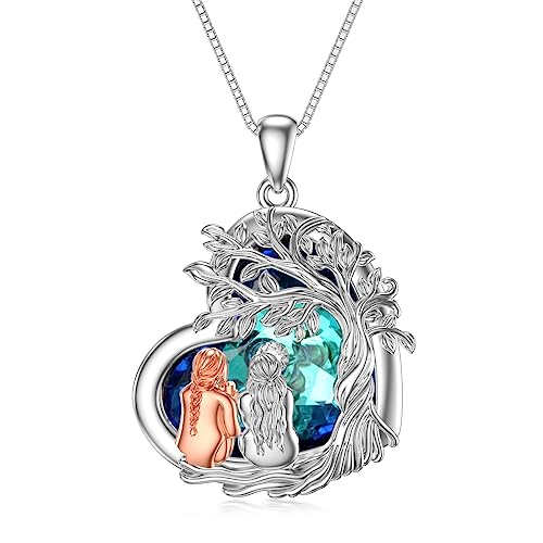 PELOVNY Sisters Gifts from Sister 925 Sterling Silver Tree of life Necklace Sunflower Jewelry Mothers Day Christmas 18th Birthday Gifts for Women Sisters 18 Year Old Daughter
