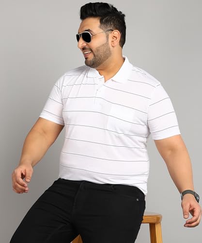 Image of INKKR Plus Size Men's Regular Fit Striped Polo Tshirt Combo